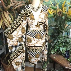 Fashion Nova Versace prt dress w/kimono sleeves-XS